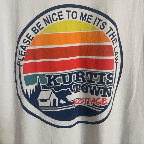 White and Red Graphic Kurtis Conner Kurtis town Merch Ringer T-Shirt - Picture 2 of 4